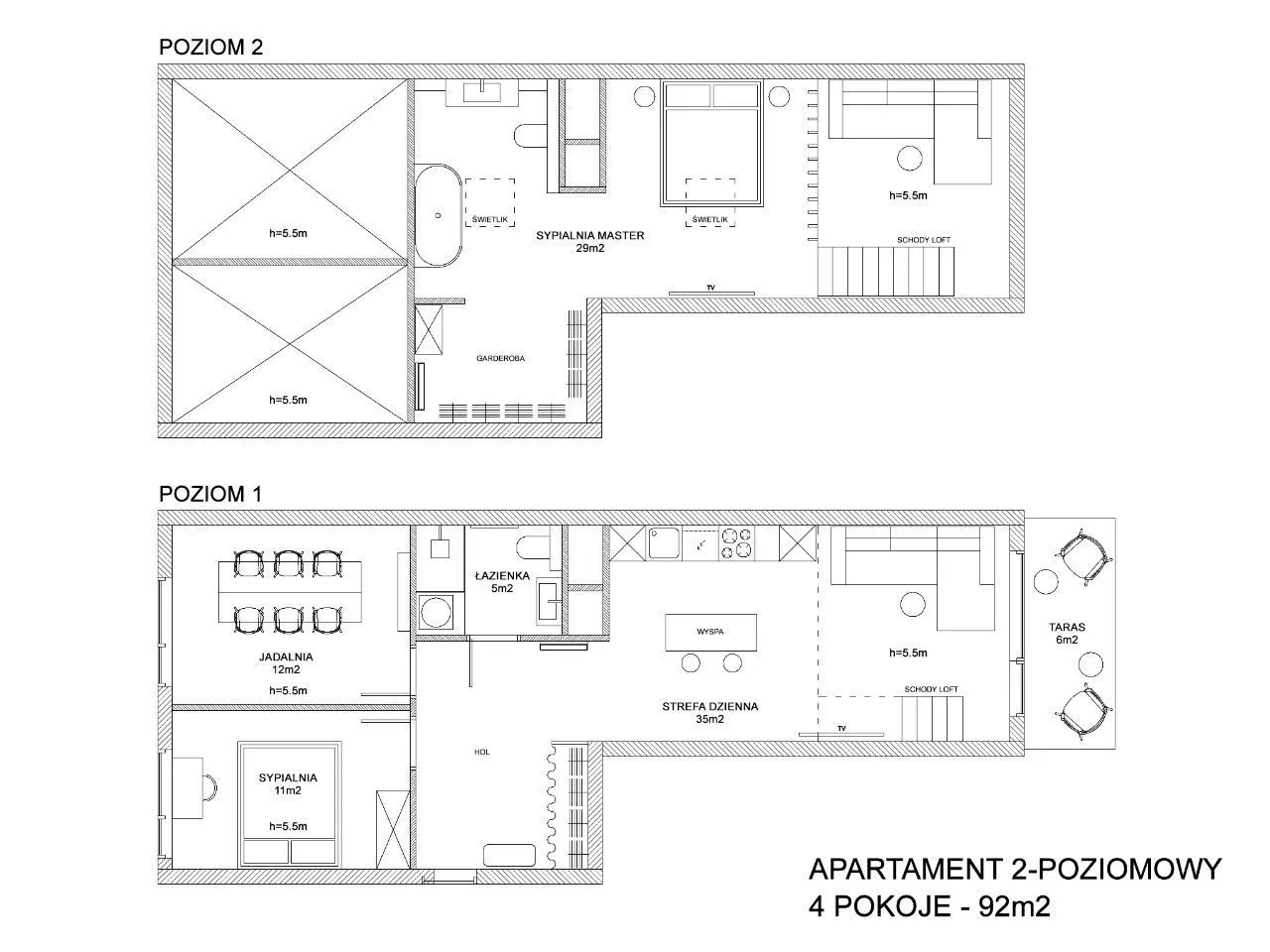 Komfortowy apartament dwupoziomowy