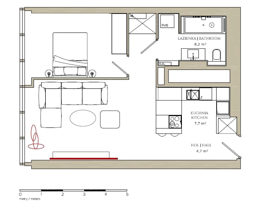 Apartament, ul. Złota