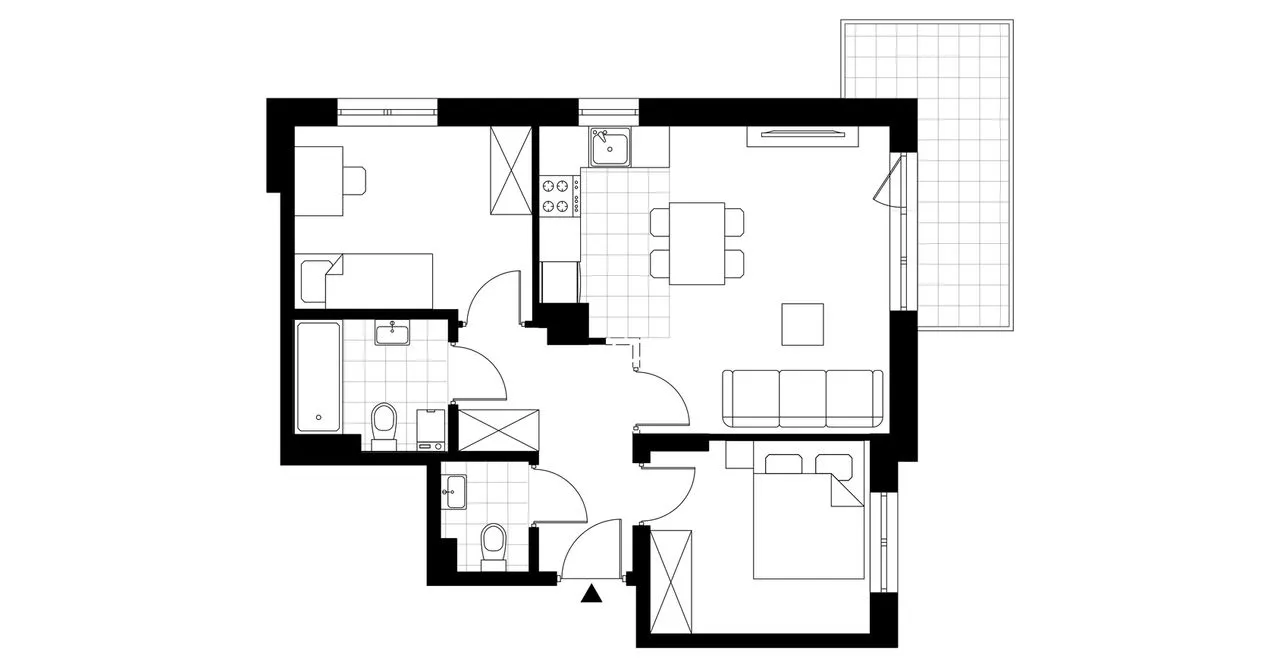 3-pokojowe mieszkanie 56m2 + balkon