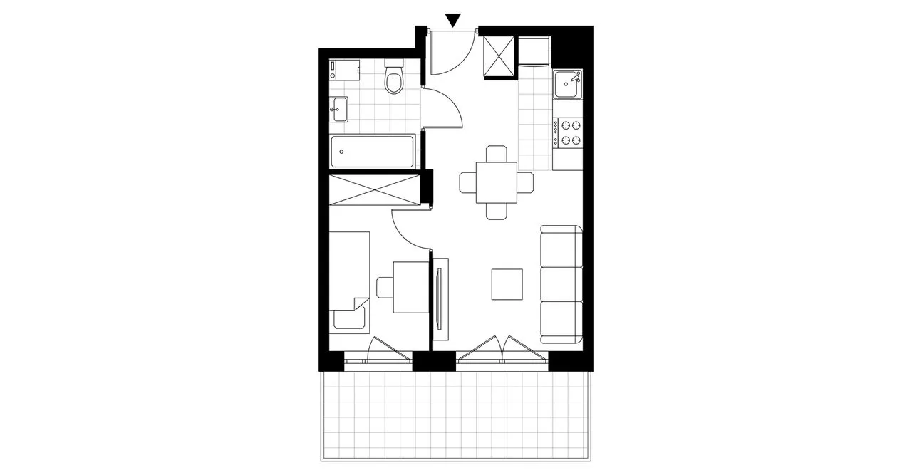 2-pokojowe mieszkanie 29m2 + balkon 8,97m2