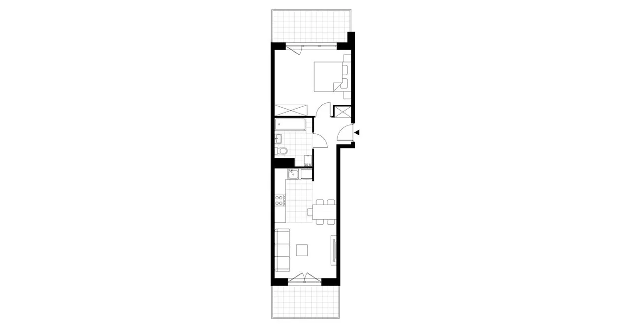 2-pokojowe mieszkanie 44m2 + balkon 6,21+7,29m2