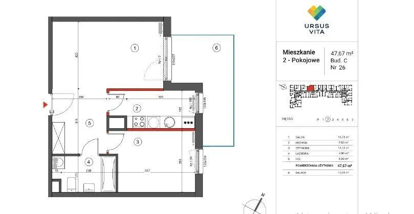 Mieszkanie na sprzedaż 2 pokoje 48m2