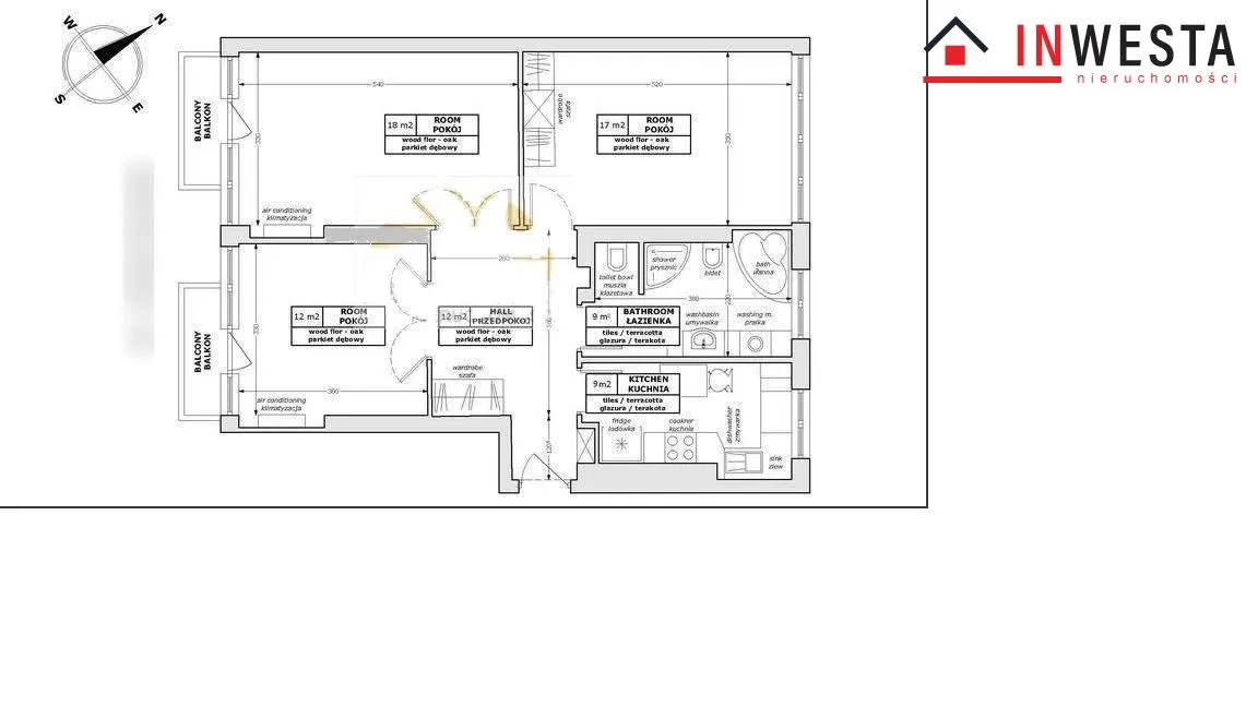 Top lokalizacja - 3 pokoje 77,30m2 - ul. Chopina 