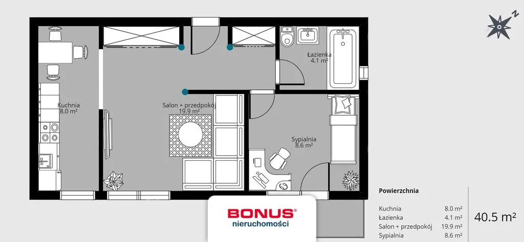 Mokotów blisko metra 2 pokoje 40m2 z balkonem 