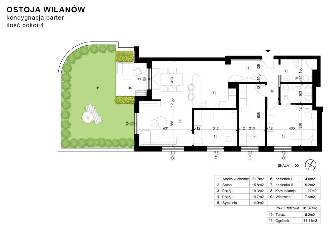 Mieszkanie 93m2 +50m2 ogród Ostoja Wilanów Hlonda