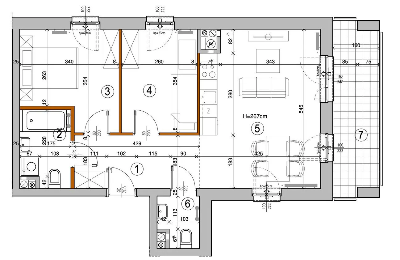 Apartament 3-pok. 55m2 z balkonem 9m2 