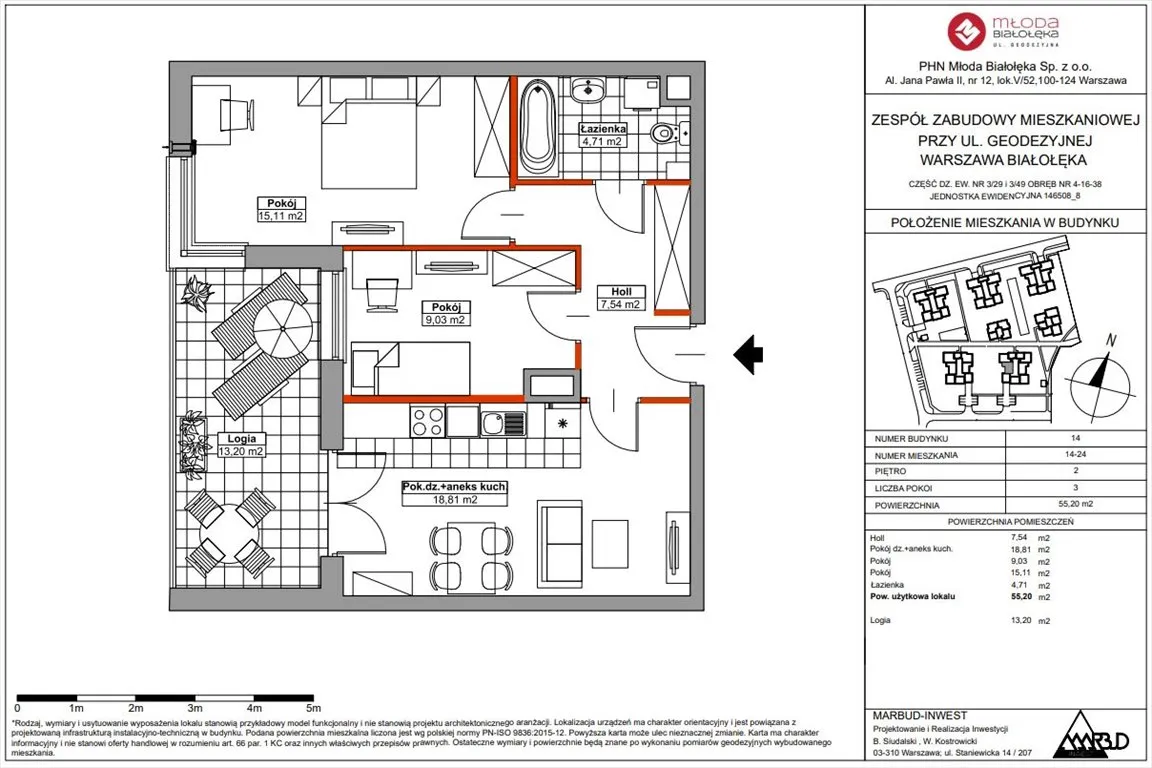 Sprzedam mieszkanie dwupokojowe: Warszawa Białołęka , ulica Geodezyjna, 55 m2, 651360 PLN, 2 pokoje - Domiporta.pl