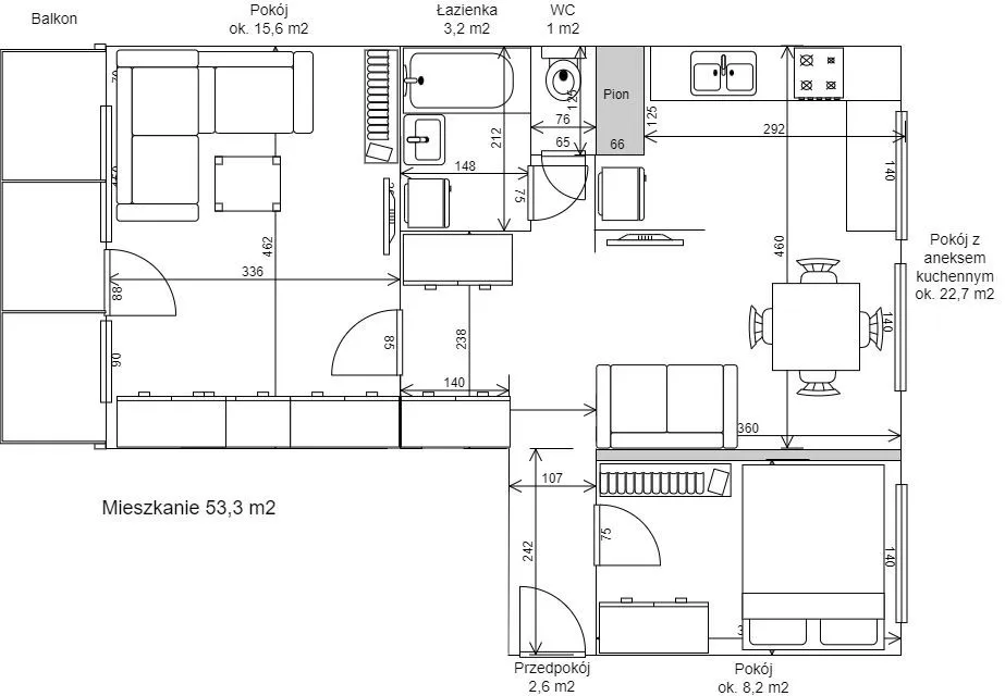 Bezpośrednio! Zadbane 3 pk, 53m2, Metro Wilanowska