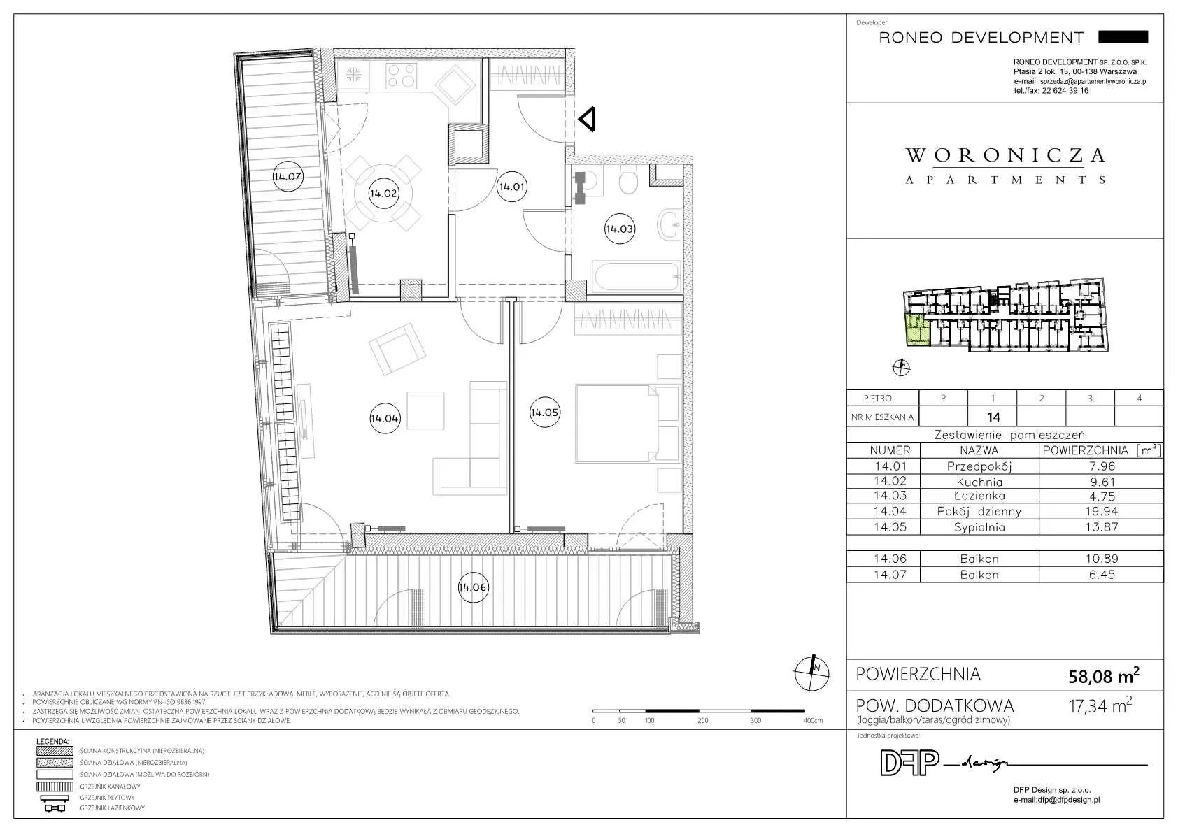 Mieszkanie 55,98 m2 - Warszawa Mokotów, ul. J..P. Woronicza 24