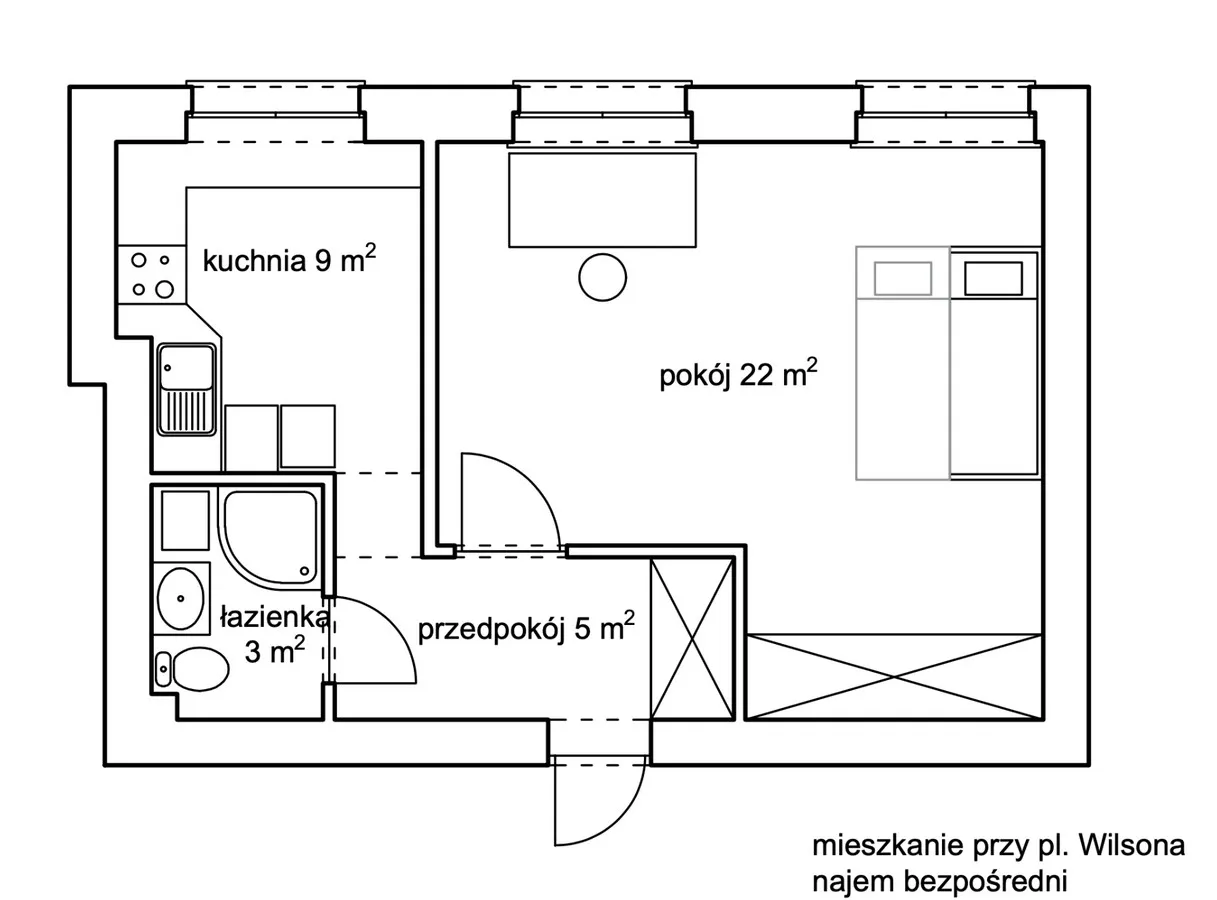 Plac Wilsona - przytulne mieszkanie 39 m2