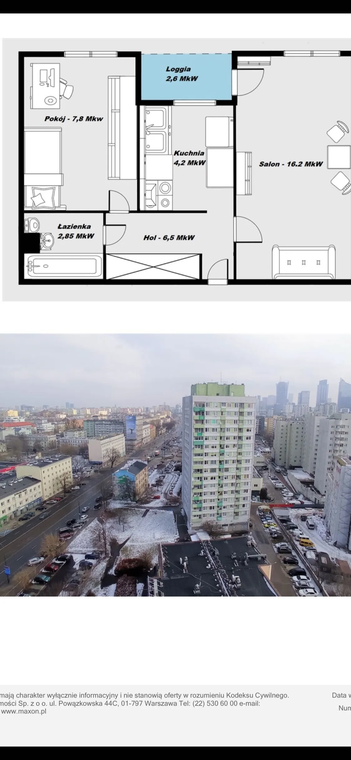 Warszawa Wola, ul. Wolska Mieszkanie - 2 pokoje - 42 m2 - 15 piętro