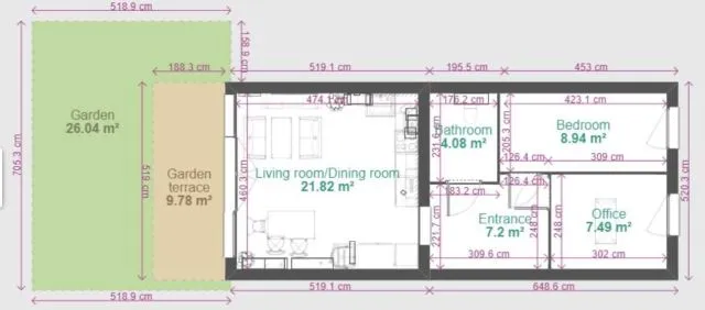 Warszawa Mokotów, ul. Kręta Mieszkanie - 3 pokoje - 50 m2 - parter