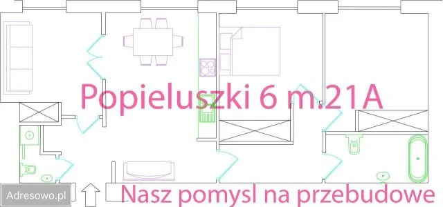 Warszawa Żoliborz, ul. ks. Jerzego Popiełuszki Mieszkanie - 3 pokoje - 80 m2 - 6 piętro