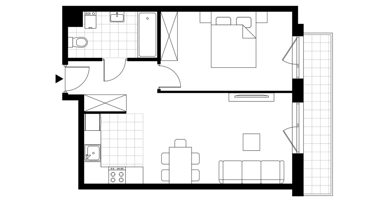 2-pokojowe mieszkanie 45m2 + loggia Bezpośrednio