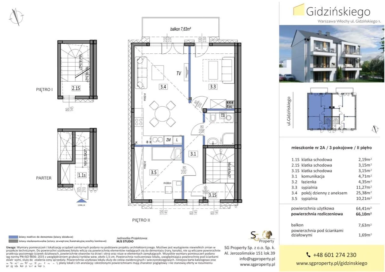 Mieszkanie 3-pokojowe 66,10 m2, Warszawa Włochy