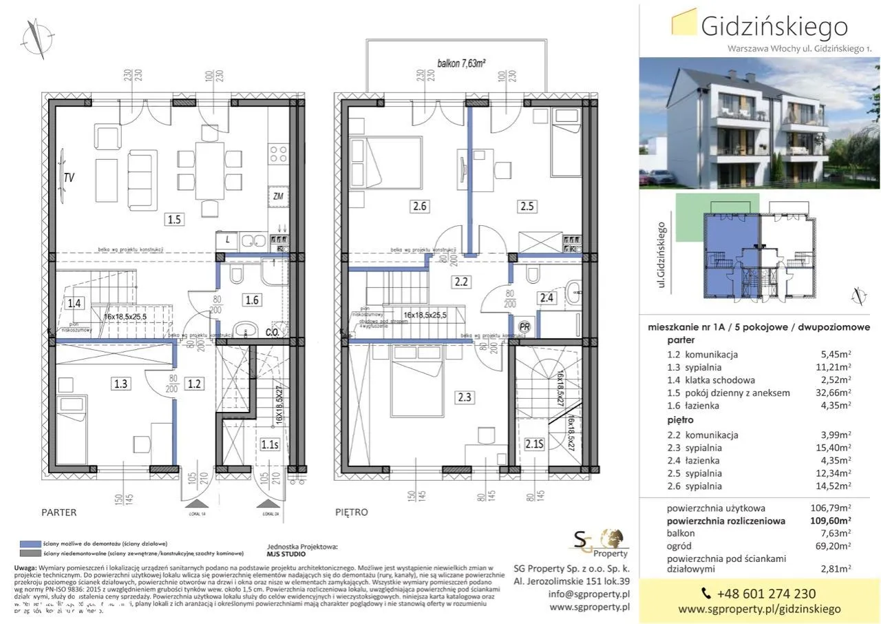 Mieszkanie 5-pokojowe 109,60 m2, Warszawa, Włochy