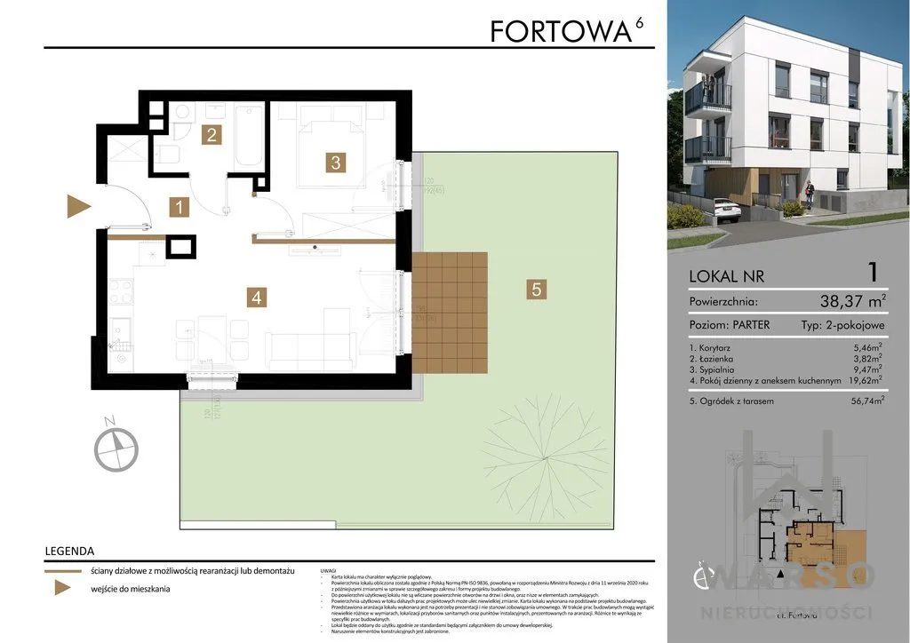 Mieszkanie na sprzedaż, 38 m², Warszawa Bielany 