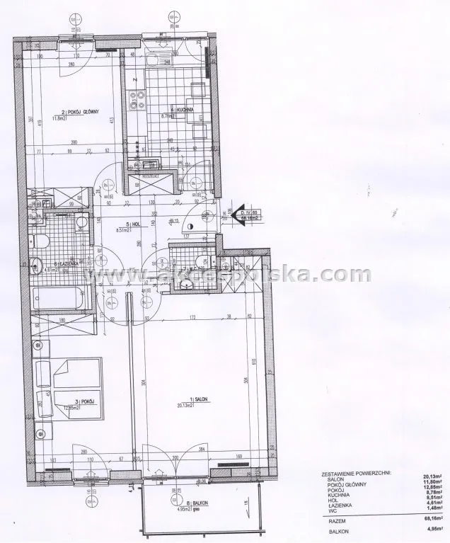 Mieszkanie do wynajęcia, 68 m², Warszawa Mokotów Stegny 