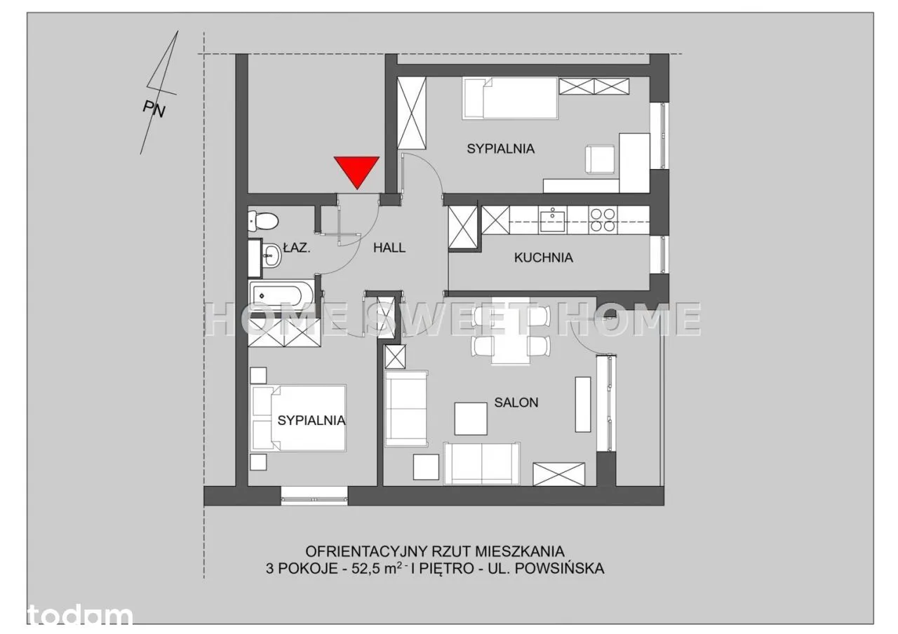 Atrakcyjne, ciche - 3 pokoje -1 piętro- balkon 