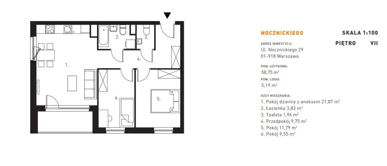 Sprzedam mieszkanie trzypokojowe: Warszawa Bielany , ulica Nocznickiego, 59 m2, 1155000 PLN, 3 pokoje - Domiporta.pl