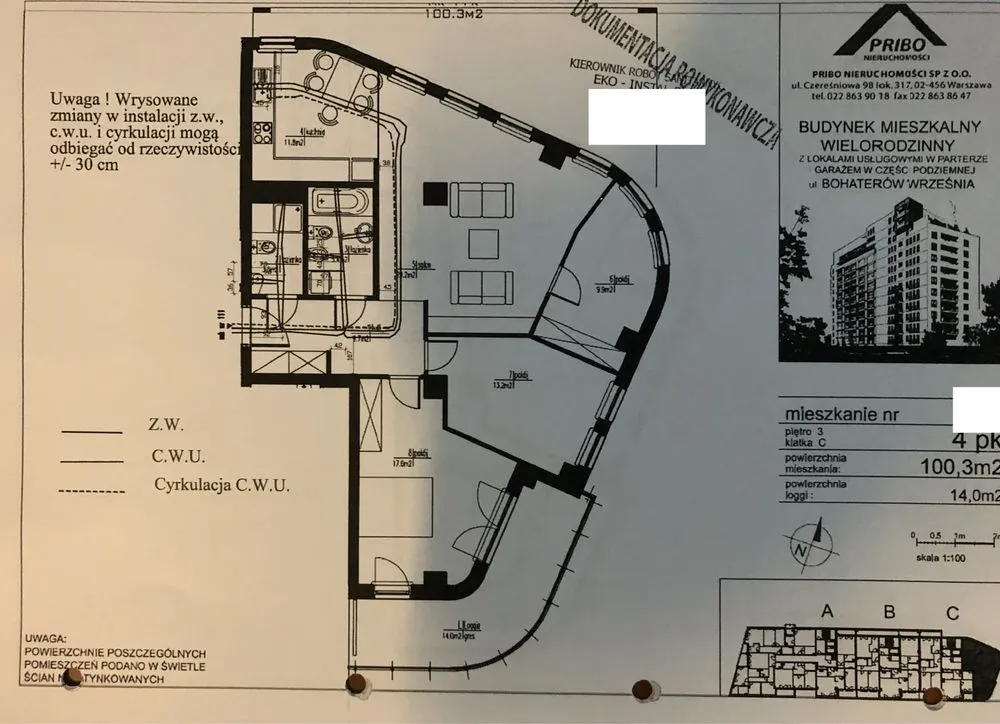 Warszawa Ochota Mieszkanie - 4 pokoje - 100 m2 - 3 piętro