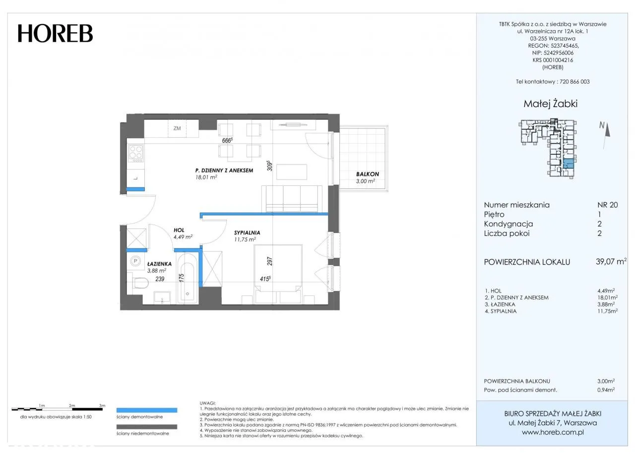 Mieszkanie 2 pok., 39,07 m2, garaż , komórka