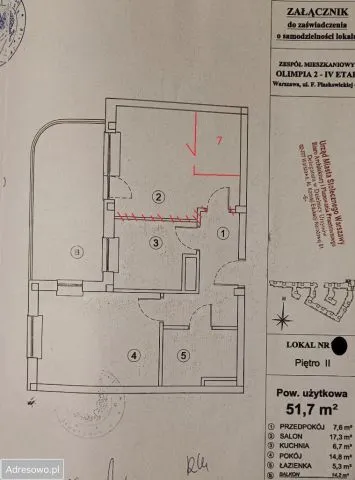 Warszawa Ursynów, ul. Filipiny Płaskowickiej Mieszkanie - 2 pokoje - 52 m2 - 2 piętro