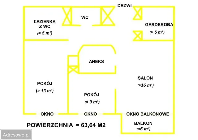 Warszawa Bemowo, ul. Obrońców Tobruku Mieszkanie - 3 pokoje - 64 m2 - 1 piętro