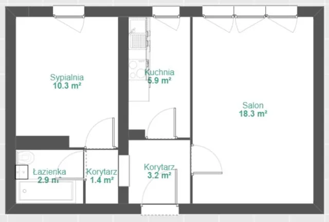 Warszawa Bielany, al. Aleja Władysława Reymonta Mieszkanie - 2 pokoje - 42 m2 - parter