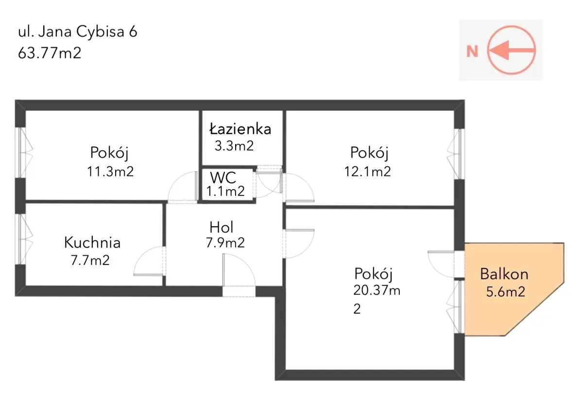 Mieszkanie, ul. Cybisa