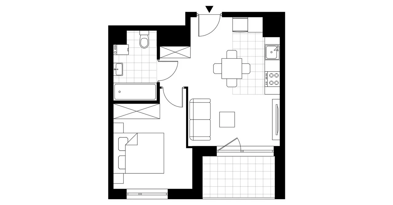 2-pokojowe mieszkanie 34m2 + loggia Bezpośrednio