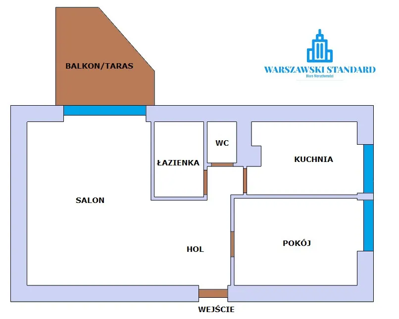 ul. Dembowskiego 42,4m2 + taras. Ciche z przyjemnym widokiem 