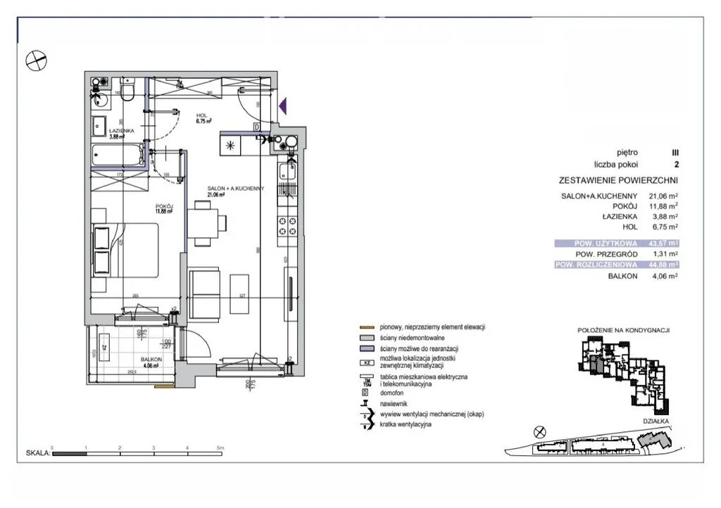 Mieszkanie na sprzedaż, 44 m², Warszawa Mokotów Służewiec 