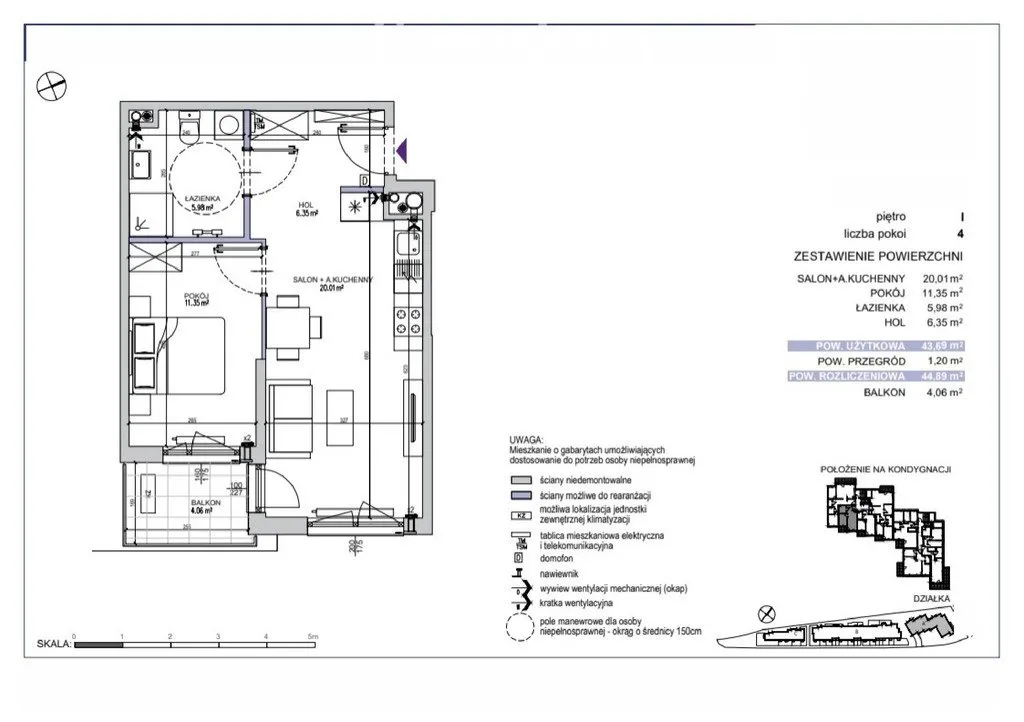 Mieszkanie na sprzedaż, 44 m², Warszawa Mokotów Służewiec 