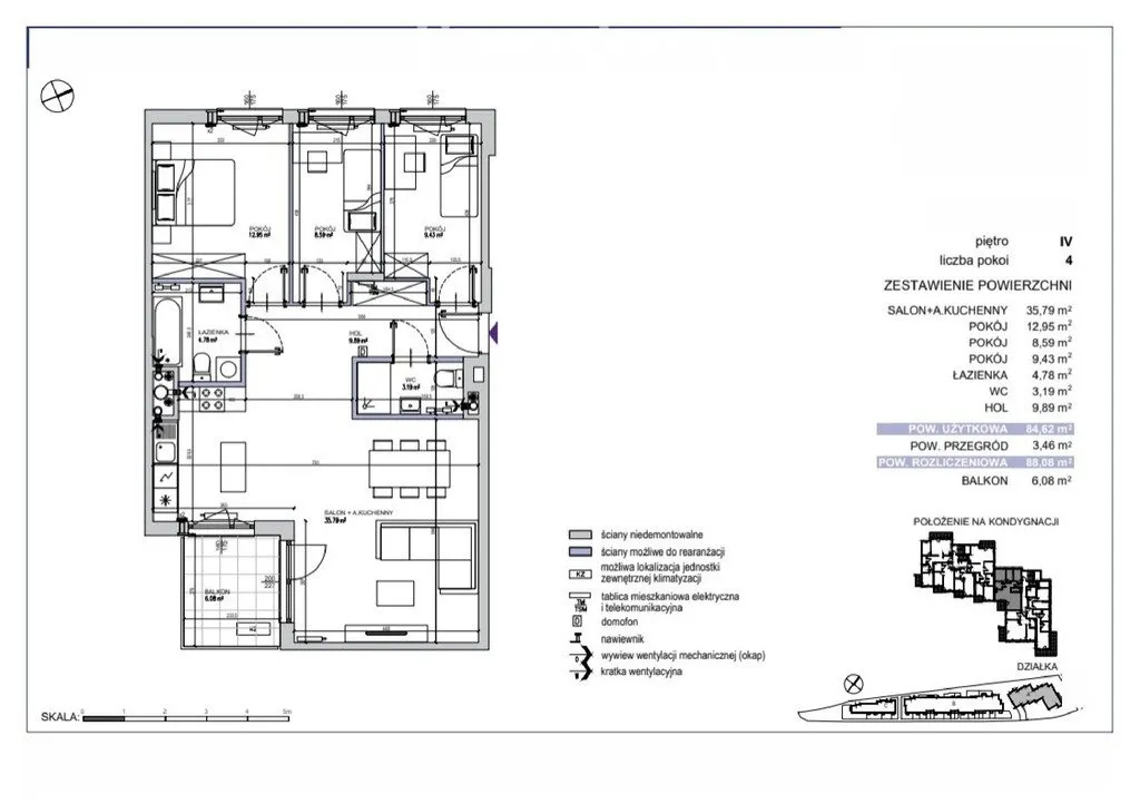 Mieszkanie na sprzedaż, 88 m², Warszawa Mokotów Służewiec 