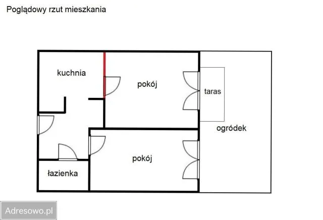 Warszawa Bemowo, ul. Chrzanowska Mieszkanie - 2 pokoje - 41 m2 - parter