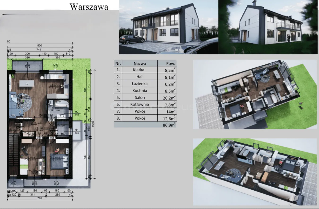 Dom na sprzedaż, 90 m², 3 pokoje Warszawa Wawer 