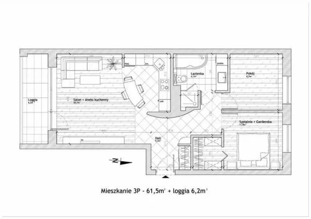 Warszawa Białołęka, ul. Głębocka Mieszkanie - 3 pokoje - 62 m2 - 2 piętro