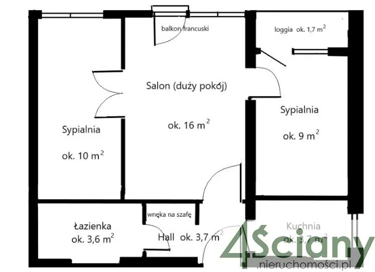 Mieszkanie na sprzedaż 3 pokoje 47m2