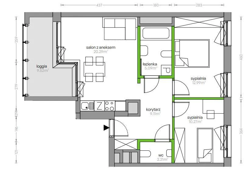 Mieszkanie na sprzedaż, 59 m², Warszawa Mokotów 