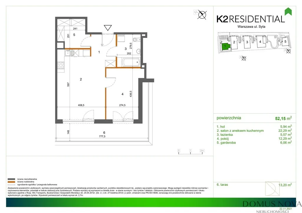 Mieszkanie do wynajęcia, 52 m², Warszawa Wilanów 