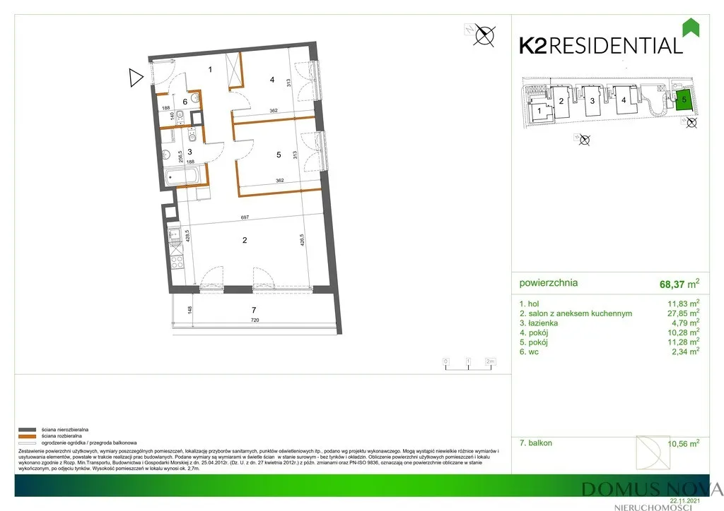 Mieszkanie do wynajęcia, 68 m², Warszawa Wilanów 