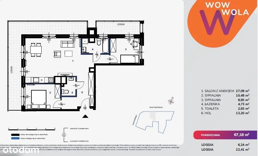 Apartament 3 pokoje WOW WOLA