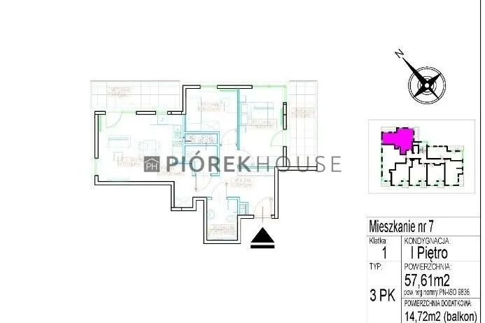 Mieszkanie na sprzedaż 3 pokoje 58m2