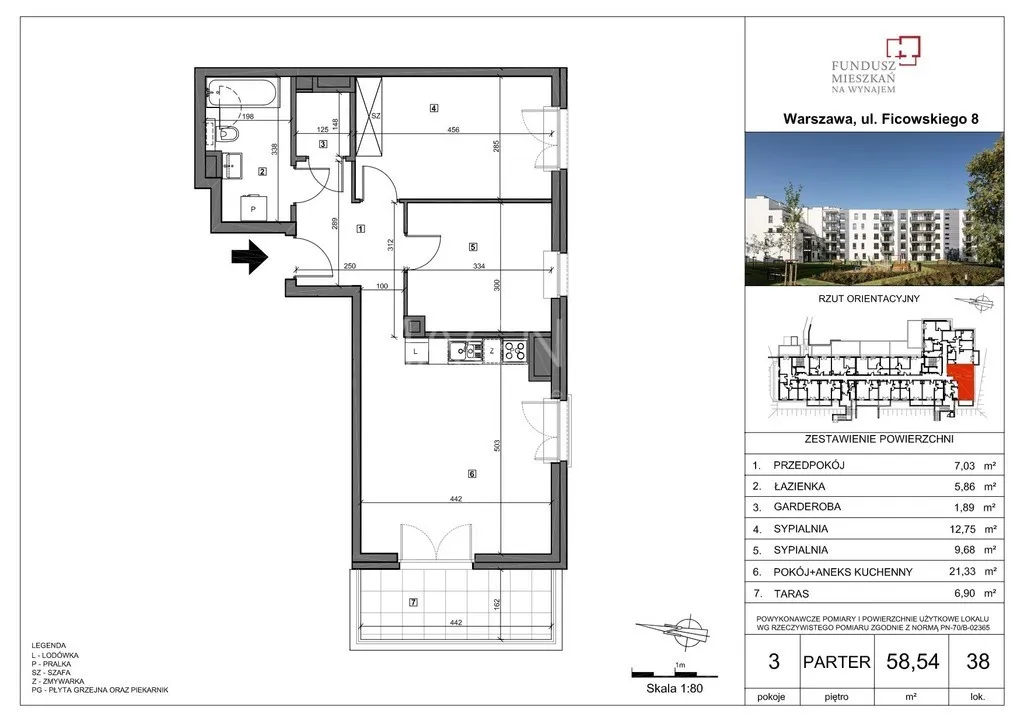 Mieszkanie do wynajęcia, 58 m², Warszawa Żoliborz 