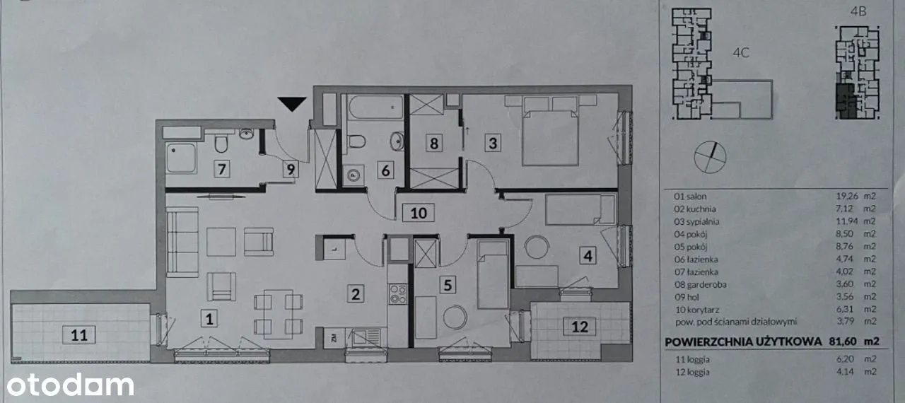 Warszawa Bródno, ul. Warszawski Świt Mieszkanie - 4 pokoje - 82 m2 - 5 piętro