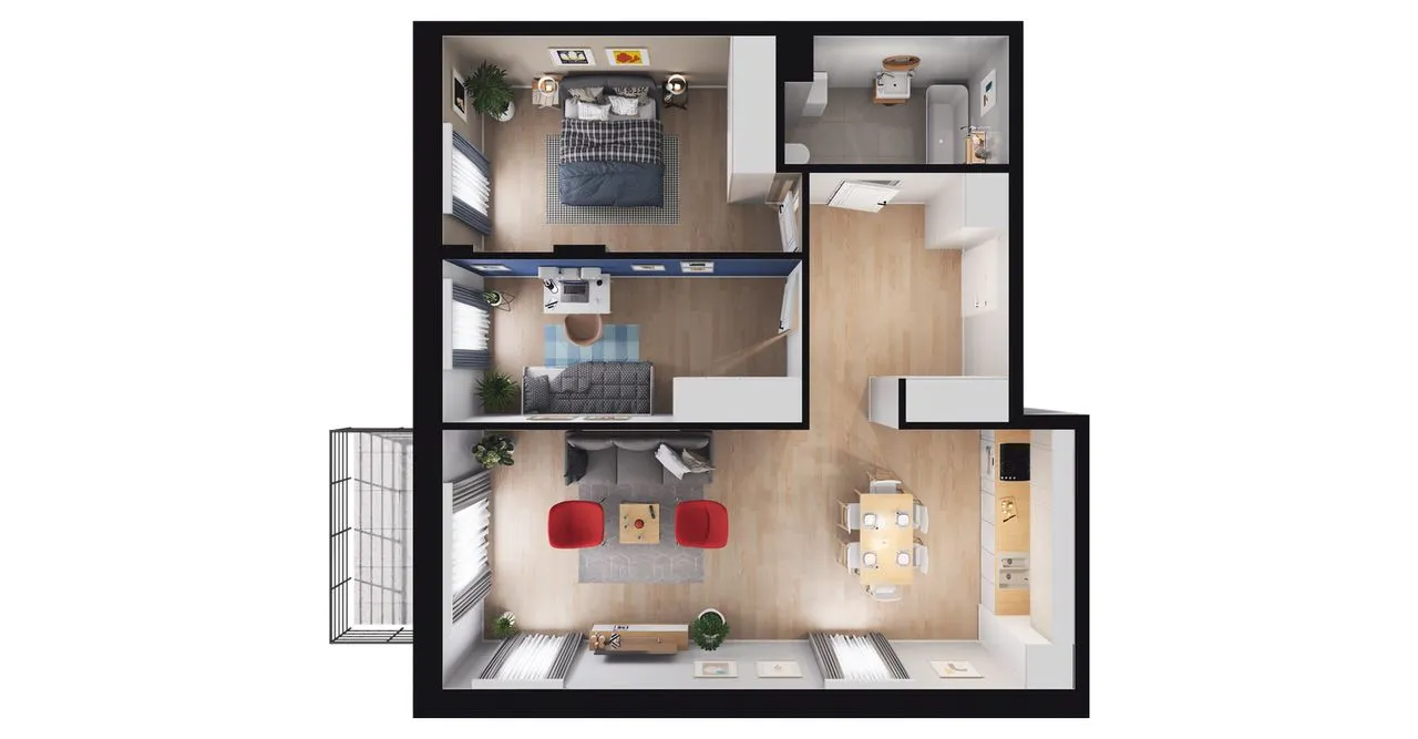 3-pokojowe mieszkanie 70m2 + balkon
