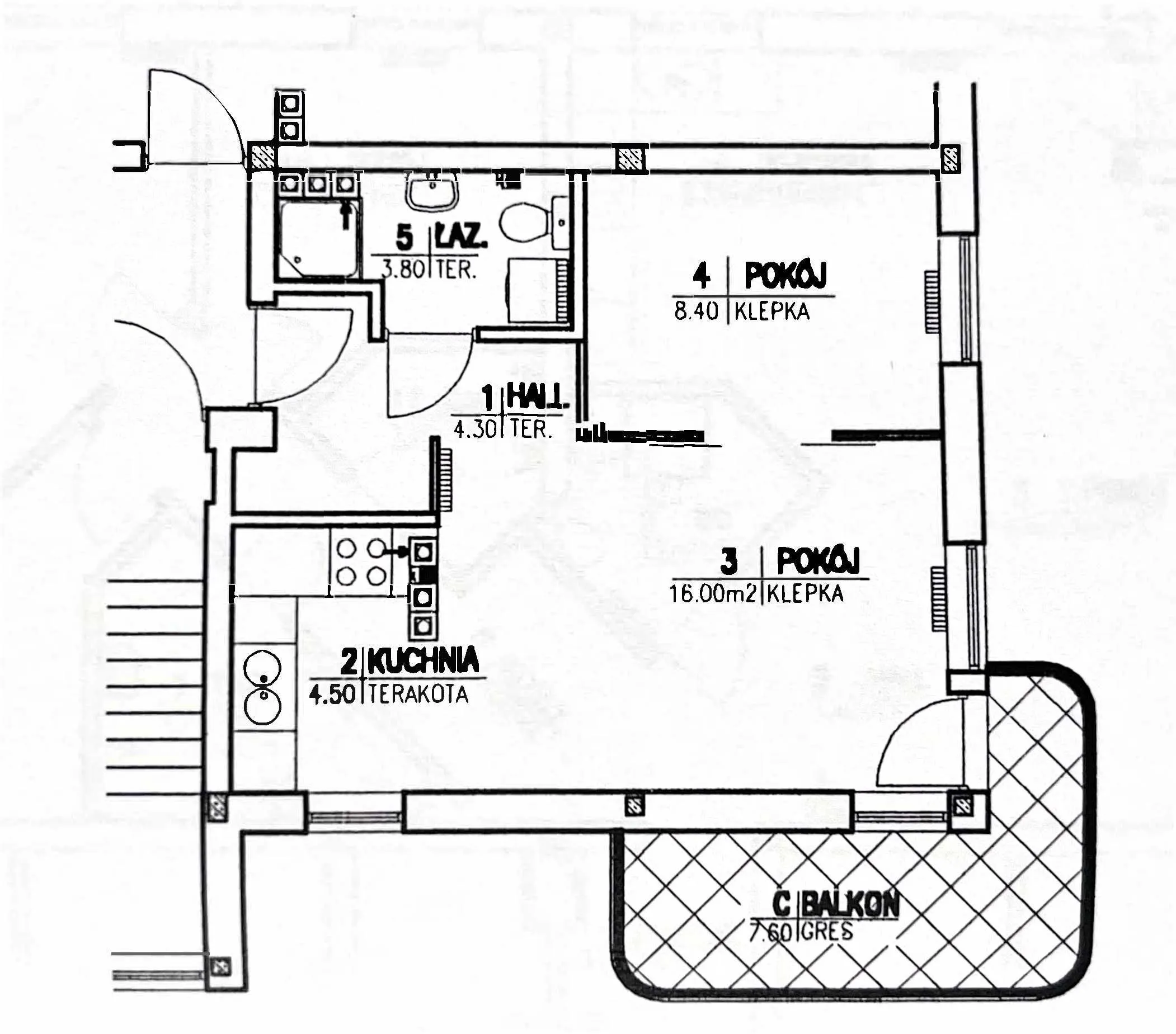 2 pokoje z tarasem, komórką i garażem - 37 m2