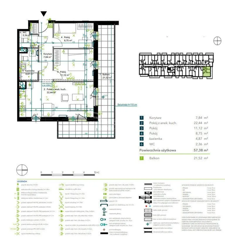 3pok*57m2*narożny balkon 21m2*bez prowizji