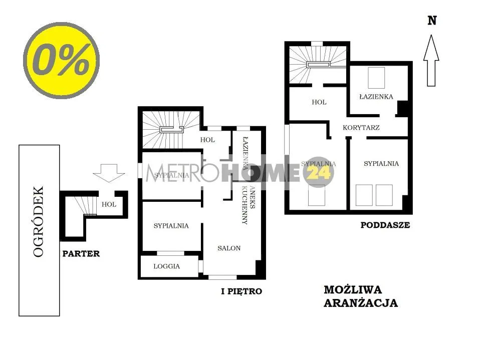 Wygodna nieruchomość z możliwością aranżacji 5 pokoju 